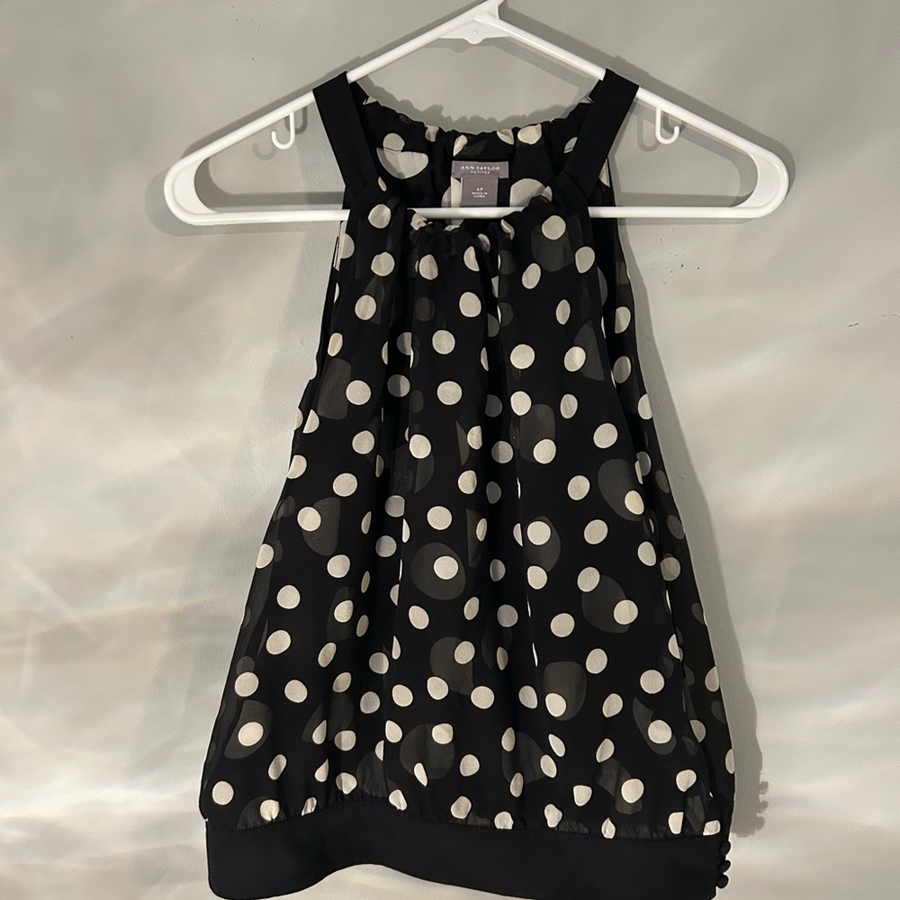 Ann Taylor Black and White Polka Dot Blouse